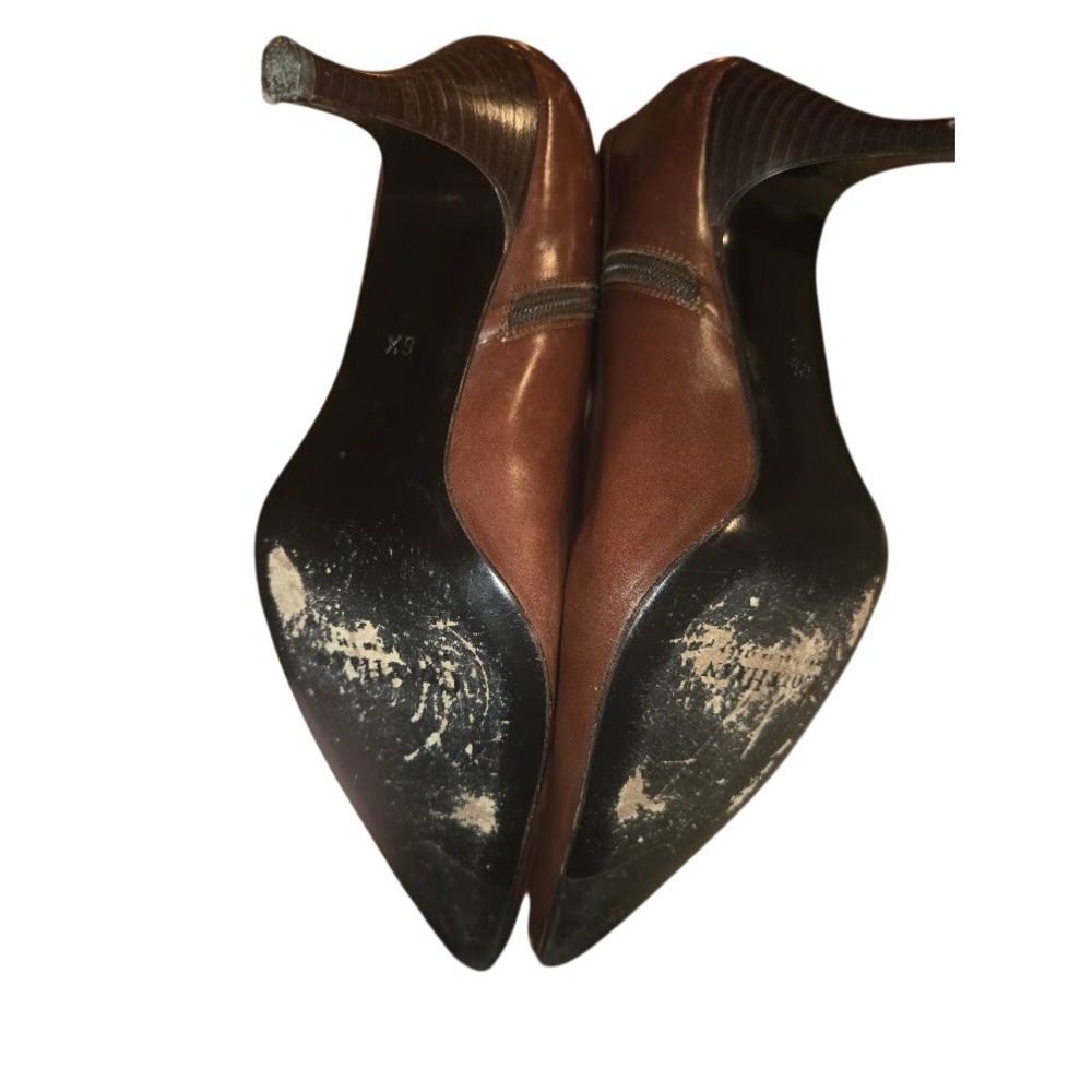 Cole Haan Brown Leather Pointed Toe Kitten Heel  Boots‎ Womens 6.5 B - Picture 4 of 6